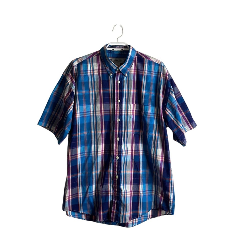 Sun River Men's Vibrant Blue Casual Button-Down Wrinkle Resistant Plaid Shirt